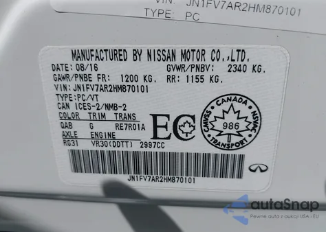 2017 Infiniti Q50 3.0T Red Sport 400/3.0T Signature Edition from USA, damaged, VIN JN1FV7AR2HM870101